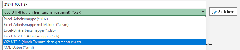 Ein Screenshot, der das Abspeichern als UTF-8 Code zeigt.