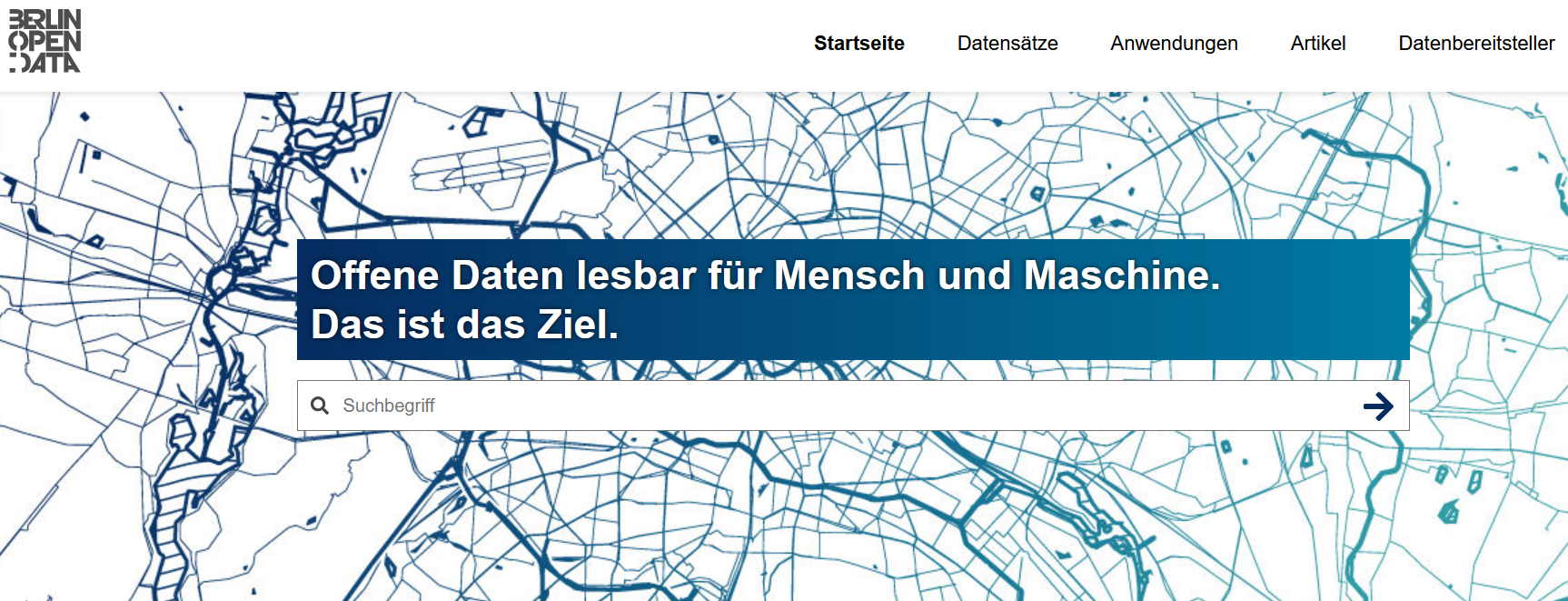 Ein Screenshot der Startseite der Webseite Berlin Open Data