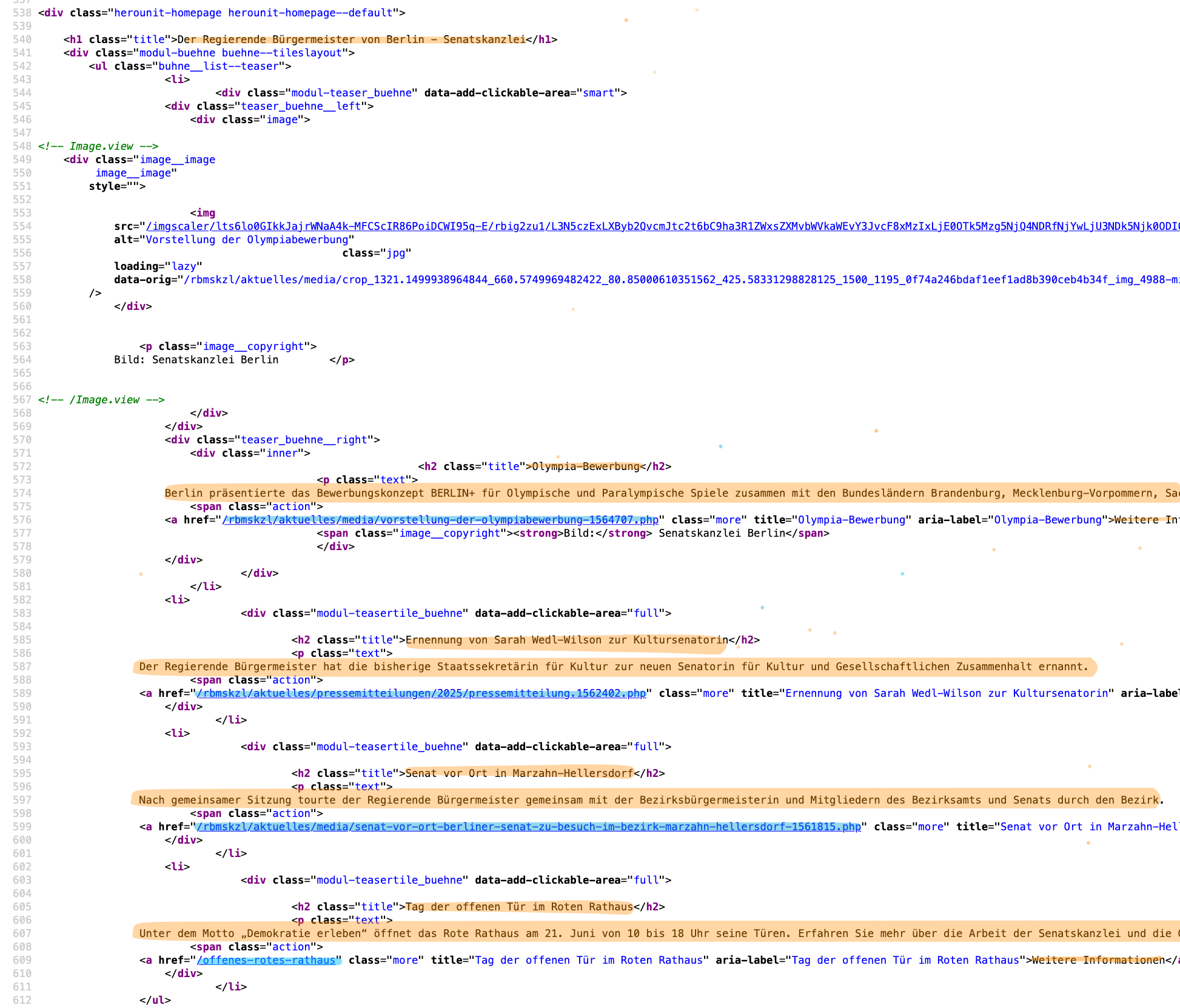 Entsprechender HTML-Ausschnitt, 06.06.2025
